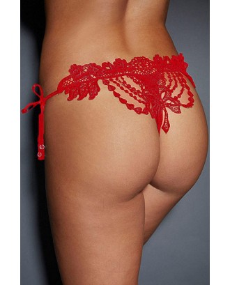 Red Embroidered & Beaded Lady Knicker