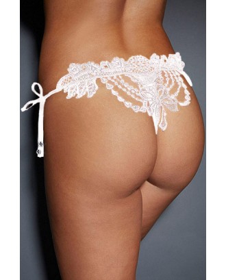 White Embroidered & Beaded Lady Knicker