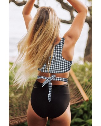 Multicolor Printed Zipped Racerback Maillot