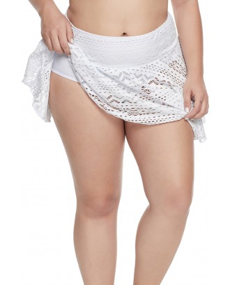 White Crochet Lace Skirted Bikini Bottom