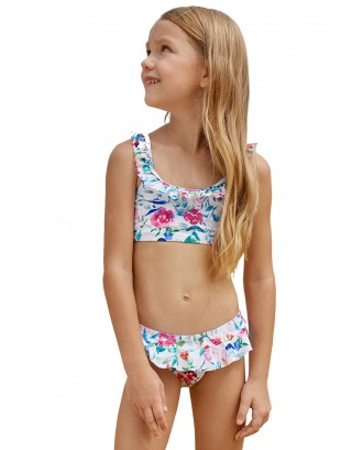 Cute Frill Printed Little Girls Bikini