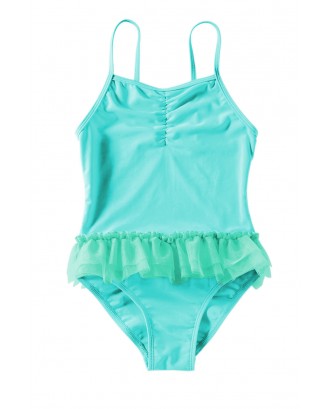Blue Ruffles One Piece Swimsuit for Girls