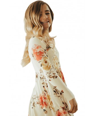 Floral White Swing Dress with Hidden Pockets