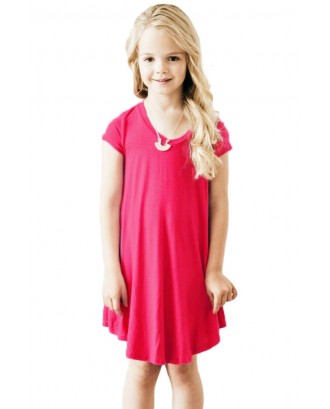 Rosy Cap Sleeve Tunic Dress for Little Girls