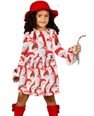 Santa Claus Allover Christmas Little Girl Dress