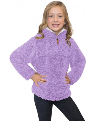 Fushcia Luxe Fuzzy Pullover Sherpa Girl Sweatshirt