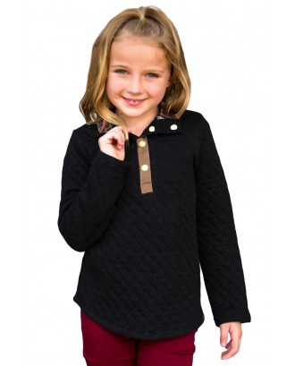 Black Toddlers Monogrammed Quilted Pullover Tunic