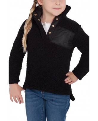 Black Sherpa Pullover for Little Girl