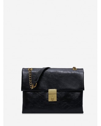 Solid Simple Chain Shoulder Bag - Black