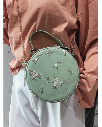 PU Leather Lace Crossbody Bag - Green