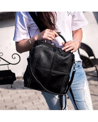 Bags Leather Shoulder Version Satchel Wild Leather Handbag Backpack - Silver