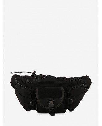 Street Pocket Solid Waist Bag - Black