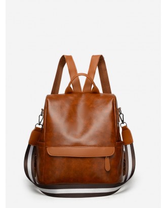Leather Casual Multifunctional Backpack - Deep Brown