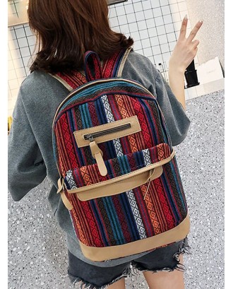 Ethnic Chic Ins Student Backpack - Cherry Red