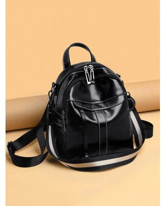 Leisure Stripe Handle Large Capacity Backpack - Black