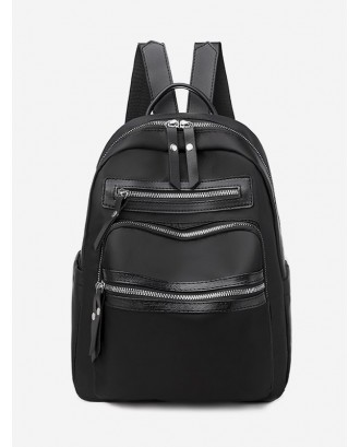 Zippers Pocket Solid Big Backpack - Black