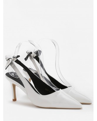 Chic Bowknot Pointed Toe Slingback Pumps - White 38