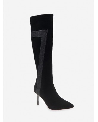 Stiletto Heel Pointed Toe Knee High Boots - Black Eu 39
