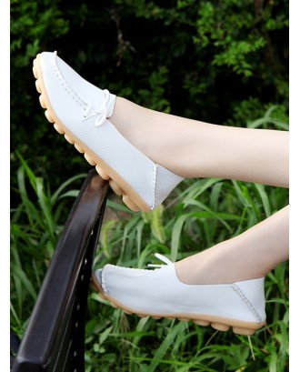 Plain Bowknot PU Leather Doug Shoes - White Eu 43