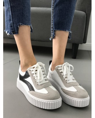 Color Block Stitching Sneakers - White 38