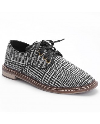 Cork Heel Checked Casual Shoes - Black 36