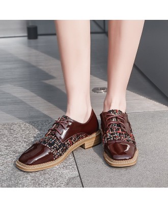Low Heel Square Toe Casual Shoes - Brown 39