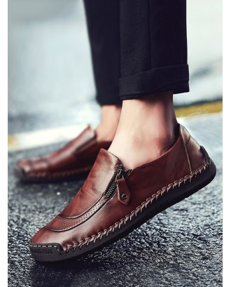Casual Soft Leather Solid Shoes - Deep Brown Eu 43