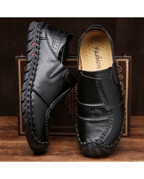 Casual Stylish Genuine Leather Shoes for Men - Black 42