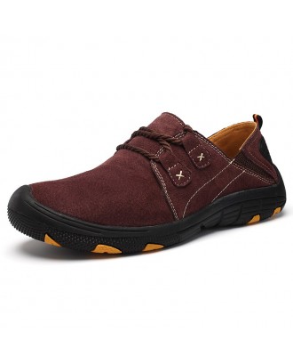 Men's Leather Casual Shoes Outdoor - Red Wine Eu 46