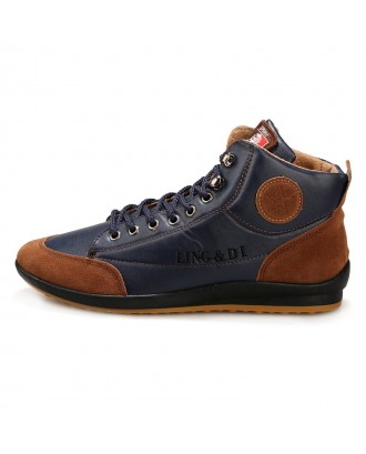 Stylish Comfortable Leisure Leather Casual Boots for Men - Lapis Blue Eu 45