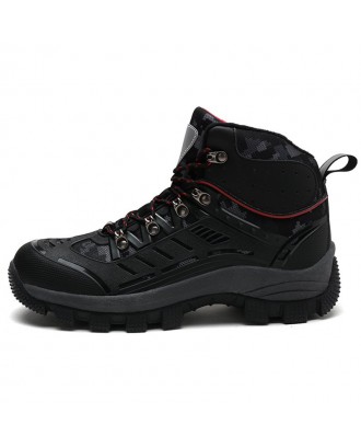 Men Wearable Comfortable High-top Outdoor Hiking Boots - Black Eu 45