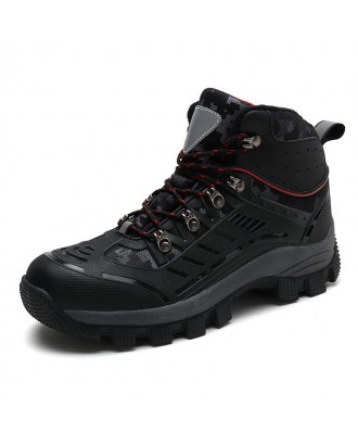 Men Wearable Comfortable High-top Outdoor Hiking Boots - Black Eu 45