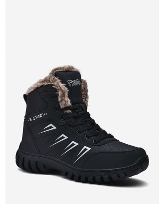 Non Slip Faux Leather Snow Ankle Boots - Black Eu 39