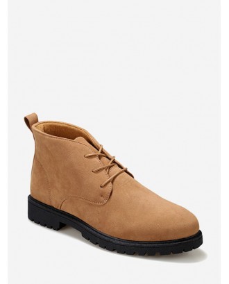 Plain Faux Leather Ankle Boots - Brown Eu 41