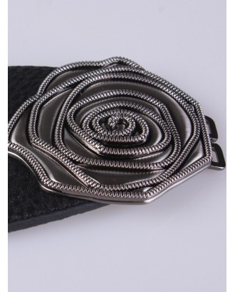 Personality Roses Elastic Wide Belt - Light Gray
