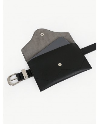 Pin Buckle Fanny Pack Waist Belt Bag - Black