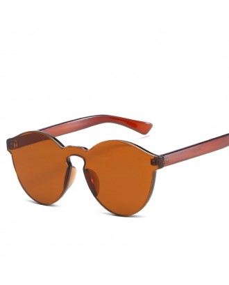 Cat Eye Frameless Sunglasses Retro Glasses Retro Vintage Sunglasses - Brown
