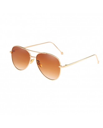 Oval Metal Sunglasses Women Fashion Glasses Brand Designer Retro Vintage Sunglasses - Light Brown
