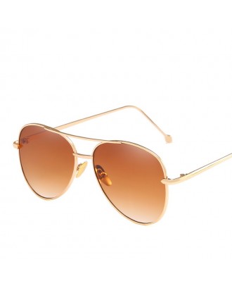 Oval Metal Sunglasses Women Fashion Glasses Brand Designer Retro Vintage Sunglasses - Light Brown