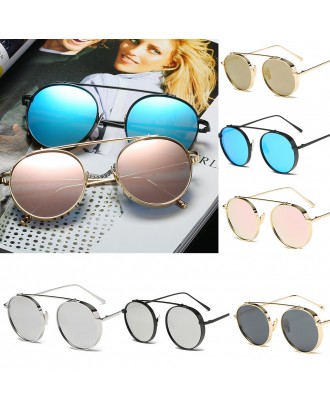 Round Metal Sunglasses Steampunk Men Women Fashion Glasses Brand Designer Retro Vintage Sunglasses UV400 - Natural Black