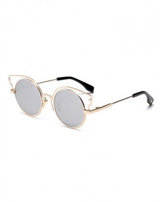 Catty Eye Round Lens Sunglasses - Silver