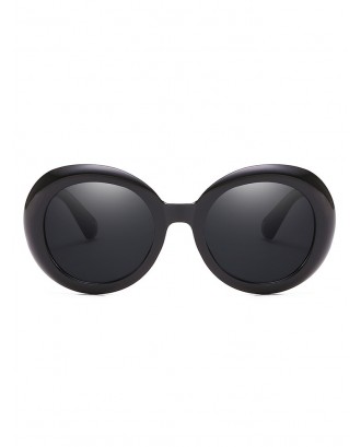 Vintage Wide Rim Round Sunglasses - Black