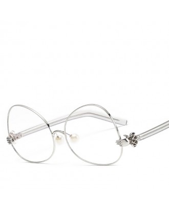 Oval Sunglasses Retro BlingBling Glasses Brand Designer Retro Vintage Sunglasses - Silver