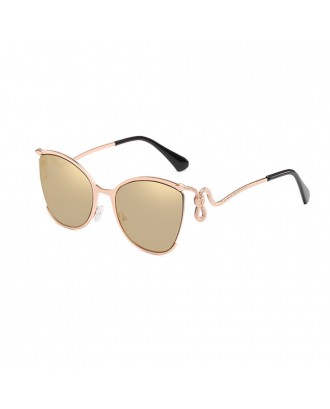 Women Oval Metal Sunglasses Women Fashion Glasses Brand Designer Retro Vintage Sunglasses - Copper
