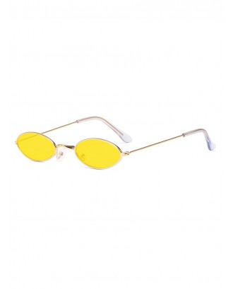 Retro Small Oval Polarized Sunglasses - Goldenrod