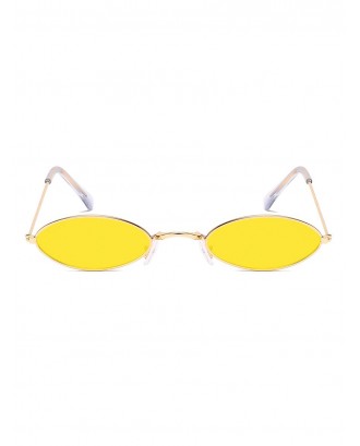 Retro Small Oval Polarized Sunglasses - Goldenrod