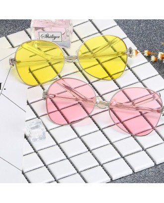 Oval Sunglasses Retro BlingBling Glasses Brand Designer Retro Vintage Sunglasses - Yellow