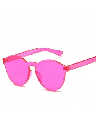 Cat Eye Frameless Sunglasses Retro Glasses Retro Vintage Sunglasses - Hot Pink