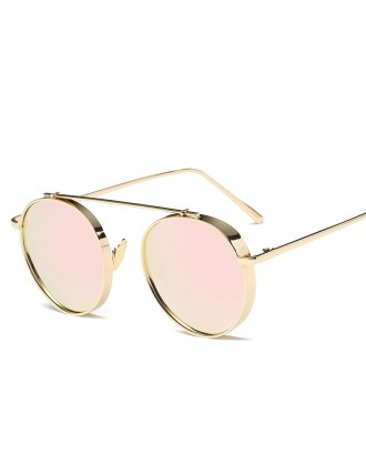 Round Metal Sunglasses Steampunk Men Women Fashion Glasses Brand Designer Retro Vintage Sunglasses UV400 - Rose