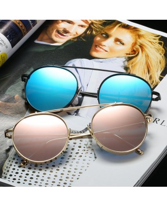 Round Metal Sunglasses Steampunk Men Women Fashion Glasses Brand Designer Retro Vintage Sunglasses UV400 - Rose